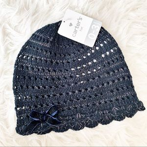 Navy & Silver Newborn Beanie NWT